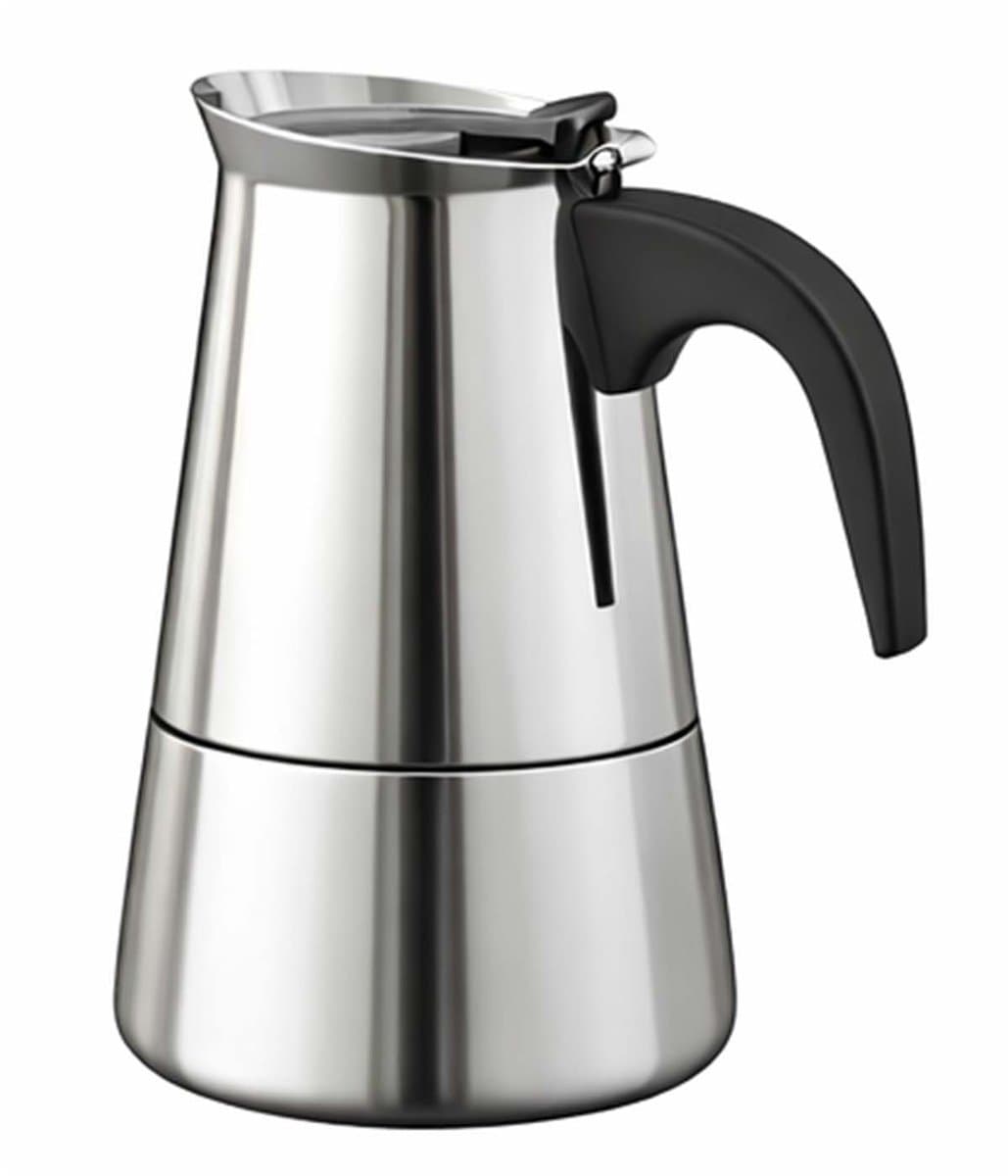 Cheffinger, Italiaans Koffiezetapparaat van RVS 6 Kopjes Inductie Compatibel voor Moka Koffie, Zilver — afbeelding 1