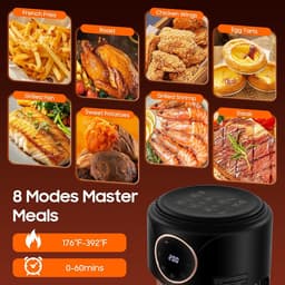 Heteluchtfriteuse - Airfryer - Gezond Koken - Zichtbare Glazen Mand - 42 Liter - Zwart — thumbnail 3