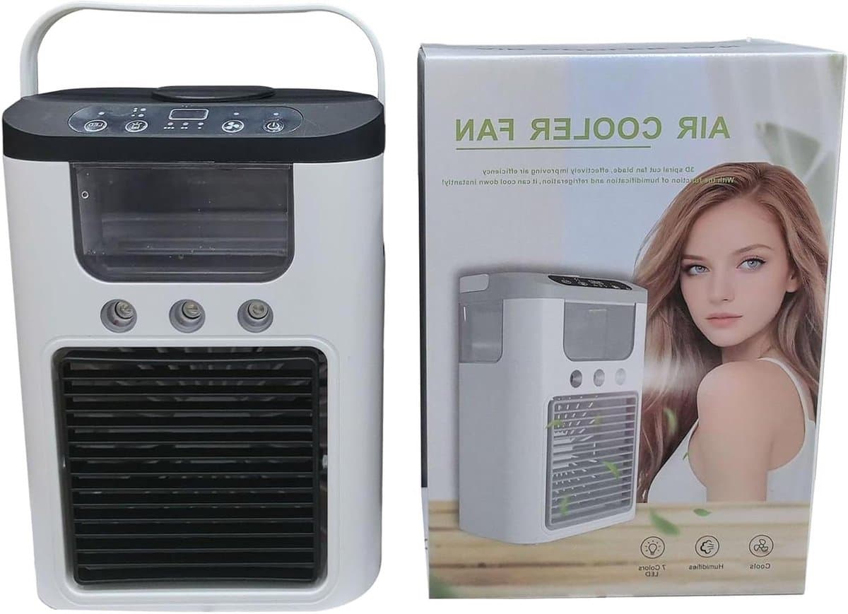 Luchtkoeler - Mini Airco Ventilator - Persoonlijke Koeling - Stille Werking Nevel - 23.5 x 10.5 x 23.5 cm - Zwart — afbeelding 1