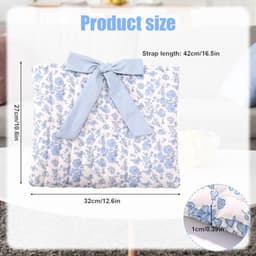 Gevoerde Bijbelhoes met strik, 32x27cm Polyester Blauw Bloemenpatroon Bijbelboekhoes Draagtas Beschermhoes voor Vrouwen en Meisjes Christelijke Cadeaus — thumbnail 3