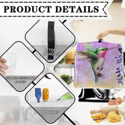 Mixerhoes Standaard - Apparaathoes Keukenmachine - Keuken Organisatie - Met Opbergvak - L-formaat - Kolibrie Paarse Bloemen — thumbnail 3