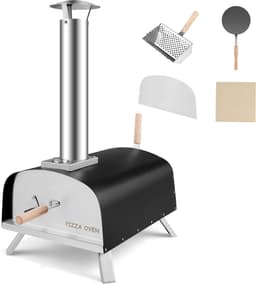 COSTWAY Pizza oven outdoor, draagbare pizza houtkachel incl. pizza schuiver en pizzasteen, hout pizza oven voor tuin camping — thumbnail 1