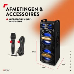 Party speaker - Fenton LIVE2102 Partystation met Bluetooth en lichteffecten - Met Microfoon - 800W — thumbnail 3