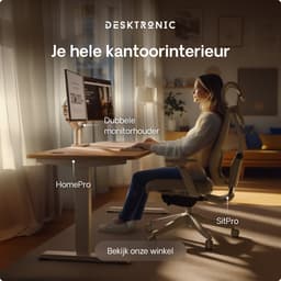 Desktronic HomePro Zit-sta Bureau Elektrisch In Hoogte Verstelbaar, 160x80cm Wit/Eiken, Stille Dubbele Motor, Hoogte 62-126cm — thumbnail 3