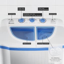 tectake® Mini Wasmachine - Kleine Wasmachine met Dubbele Trommel - Camping Wasmachine - Miniwasmachine met Centrifuge - Was-Droogcombinatie - 4,5kg Wassen, 3,5kg Drogen - Zuinig en Stil - Inclusief Aansluitslang — thumbnail 4