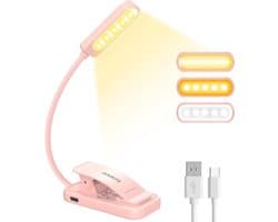 USB C Oplaadbare Booklamp met 10 LED's - Traploos Dimmen en 3 Helderheidsmodi voor Optimaal Leescomfort