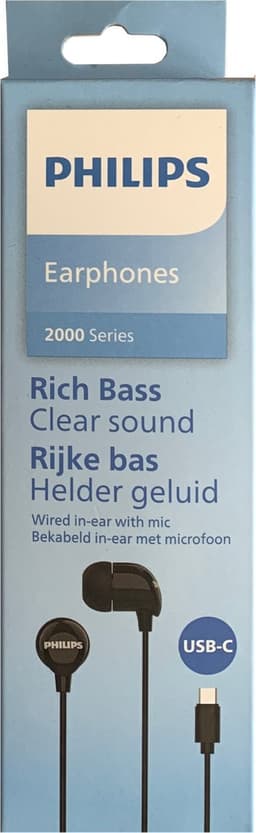 Philips In-Ear koptelefoon TAE2146BK - Clear Sound - Bekabeld - Remote met microfoon - USB-C - Zwart — thumbnail 6