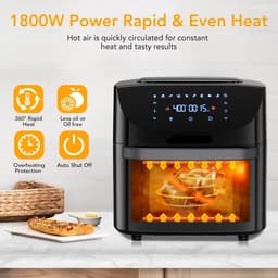 Airfryer - 18L – Heteluchtfriteuse - 10-in-1 Digitale Convectie Oven – 1800W - Airfryer en Toaster Combinatie – Groot Formaat - met LED Scherm - Meerdere Rekniveau's — thumbnail 3