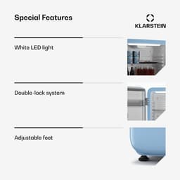 Klarstein Audrey Evo 68L Retro Mini Kühlschrank - Leise 40 dB, Kompakter Kühlschrank Klein mit Verstellbaren Füßen, Wendetür, Mechanischem Thermostat, Blau, Ideal für Schlafzimmer und Büros — thumbnail 4