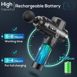 Draagbaar Spiermassagepistool met Diepe Weefselmassage, 30 Snelheden en 8 Massagekoppen – Ontspan en Herstel Spieren Effectief — thumbnail 5