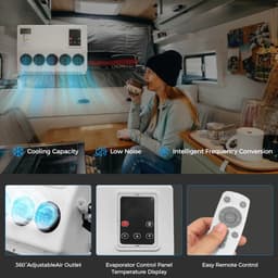 Airconditioner - Air conditioning - 10000 BTU - 150-500m³/u - 1-3KW - 24V Efficiënte Koeling, Met Afstandsbediening, voor RV, camper, Vrachtwagens, Boten — thumbnail 5