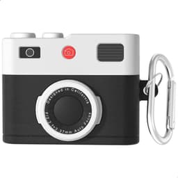 Ainy - PRO Retro vintage camera hoesje zwart | Geschikt voor Apple Airpods Pro 2 / Pro 1 | Siliconen case met sleutelhanger | schokbestendig | Uitsparing voor oplaadpoort & draadloos opladen ondersteund — thumbnail 1