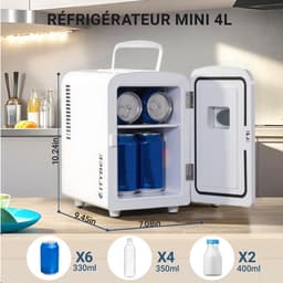 NETTLIFE Mini Koelkasten 4L - Mini-Koelkasten - 12V/230V Auto Aansluiting - 25dB - Vrijstaand - Geschikt voor dranken cosmetica voedsel - Minikoelkast ideaal - voor in de auto - kamer - camping - kantoor - Wit — thumbnail 2
