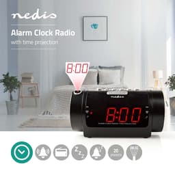 Nedis Wekkerradio - Projectie - AM / FM - Snoozefunctie - Slaaptimer - Dual Alarm - Zwart — thumbnail 3