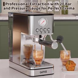 Espressomachine RVS met Stoompijp - 15x29x29cm - Compacte Koffiemachine - 1.7L Watertank - Voor Espresso En Latte - voor Thuis Kantoor - Zilver — thumbnail 3