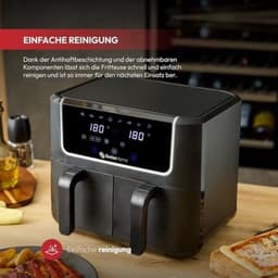 Heteluchtfriteuse met 2 manden - Friteuse met hete lucht - Heerlijk bereiden - 8 kookprogramma's - 6 liter - Zilverkleurig — thumbnail 3