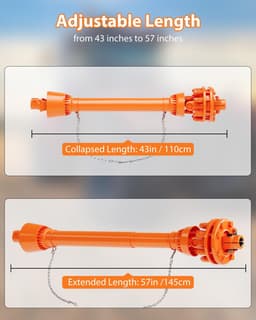 Aftakas PTO Zware Serie 4 - Oranje 39-55 Inch - 1-3/8 Inch 6-Groef - Gelegeerd Staal - Voor Tractoren En Bosmaaiers — thumbnail 5