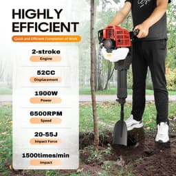 Benzine Tuinboomgraafmachine met 20-55 J Slagkracht — thumbnail 3