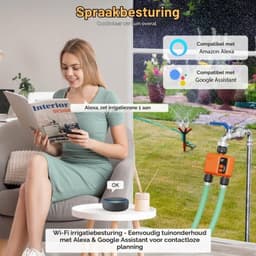 Intelligente irrigatiecomputer, wifi, 2 uitgangen met 300 meter RF super wifi-afdekking, tuinirrigatiesysteem met regenkrant, app en spraakbesturing, automatische timer — thumbnail 5