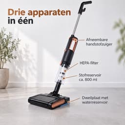 Cheqo® Steelstofzuiger met Dweilfunctie - 2-in-1 Stofzuiger en Dweil - Dweilstofzuiger met Snoer - Handstofzuiger - Kruimeldief - Vloerreiniger - Stofzuiger zonder Zak - HEPA Filter - 500W - 15000 Pa Zuigkracht - Lichtgewicht - Zwart — thumbnail 3
