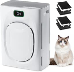 Luchtreiniger Hepa-filter Met Actieve Koolfilter - 48 Watt Vermogen - 40 m² Oppervlakte - Wit - Voor Huisdieren Allergieën — thumbnail 1