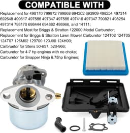 SnelShoppen - Carburetor voor Grasmaaier 799868 498170 Vervangende Onderdelen, Eenvoudige Installatie, Hoogwaardige Duurzaamheid, Voor 122000 Series, — thumbnail 4