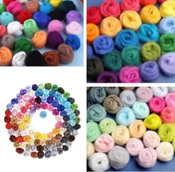 300 g multicolor viltwolset: viltwol, set van 100 kleuren, veelzijdige premium merinowol, nat vilten, droogvilten, wol roving voor droog vilten, voor knutselprojecten en doe-het-zelf handwerk — thumbnail 4