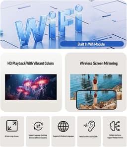 Miniprojector, 1080P Draagbare Projector, Geluidsarme 240 ° Draaibare Buitenfilmprojector, Thuisbioscoopprojector Compatibel met Telefoon/Tv-stick/Laptop — thumbnail 5