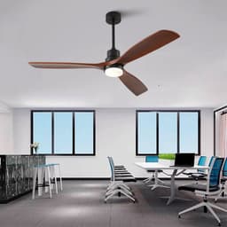 Plafondventilator Met Verlichting 60 Inch – 3 Bladen – Dimbare Led Met 3 Kleurtemperaturen – Massief Hout – Walnoot Zwart – Afstandsbediening — thumbnail 4