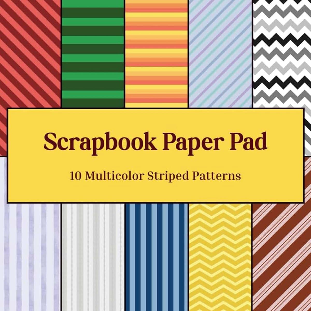 Multicolor Striped Designs Scrapbook Paper Pad: 20 Double-sided Sheets 8.5" x 8.5": Patterns For Scrapbooking & Crafting — afbeelding 1