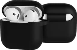 Case - Geschikt voor Apple AirPods 5 - Siliconen Hoes met Clip - Silicone Hoesje Cover - Zwart — thumbnail 1