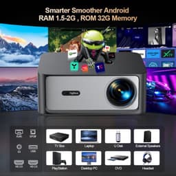Beamer Android 11 Projector - 200 W Vermogen - 1920 x 1080 Resolutie - LCD Scherm - Voor Thuis En Zakelijk Gebruik — thumbnail 1