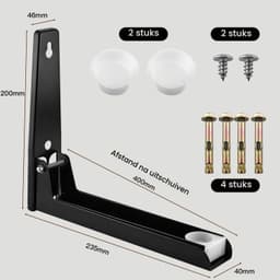 Set van 2 stuks muurbeugel voor magnetron | Verstelbaar roestvrij staal – Houder voor magnetron en mini-oven — thumbnail 3