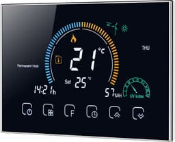 Wifi-thermostaat voor gasketel, bediening via spraakapp, lcd-display met achtergrondverlichting, vochtigheids- en uv-weergave, programmeerbare thermostaat compatibel met — thumbnail 1