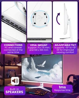 Gaming Monitor 32 Inch QHD - 180 Hz Verversingssnelheid - 1 ms Reactietijd - IPS Paneel - Mat Schermoppervlak - Adaptive Sync - Met Luidsprekers — thumbnail 3