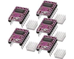 AZDelivery 5 x DRV8825 Stappenmotorstuurmodule met koellichaam, bijv. voor RAMPS 1.4, CNC-Shield, 3D-printer, Prusa Mendel compatibel met Arduino Inclusief E-Book!