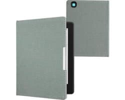 kwmobile e-reader hoesje geschikt voor Kobo Aura H2O Edition 2 hoes - E reader flip case met magneetsluiting - Ereader cover - Denim design in lichtblauw