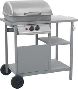 vidaXL Gasbarbecue met 3-laags zijtafel zwart en zilverkleurig — thumbnail 1