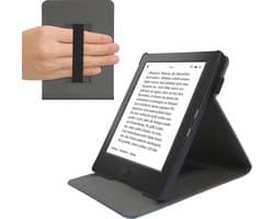 kwmobile e-reader hoesje geschikt voor Amazon Kindle Paperwhite 11. Generation 2021 hoes - Ereader flip case met standaard - Kunstleren e reader cover - Meisje met boeken design in zwart / beige