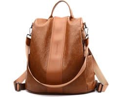 Glennoo Anti-diefstal Rugzak Dames - Rugtas dames - PU leer - Bruin