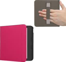 kwmobile flip cover geschikt voor Kobo Libra Colour - Case met magnetische sluiting en handvat - Hoes voor e-reader in neon roze - design — thumbnail 1