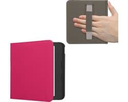 kwmobile flip cover geschikt voor Kobo Libra Colour - Case met magnetische sluiting en handvat - Hoes voor e-reader in neon roze - design