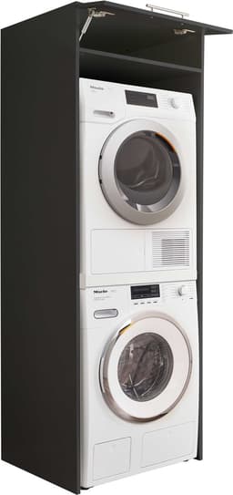 Wasmachinekast Laundreezy | 68 x 68 x 200 cm | Antraciet - Emob - wasmachinekast_dubbel - Zwart - MDF — thumbnail 5