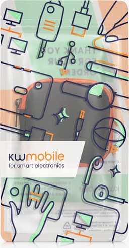 kwmobile Square Carrying Case for Earphones - Portable Storage Bag Pouch for Headphones Earbuds Small Objects with Zipper - Orange / Black — thumbnail 2