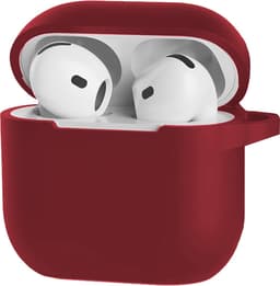 Hoesje Geschikt voor Apple AirPods 4 - Siliconen Hoes met Clip - Silicone Case Cover - Donkerrood — thumbnail 1