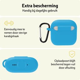 Hoesje Geschikt voor Apple AirPods 4 - Siliconen Hoes met Clip - Silicone Case Cover - Lichtblauw — thumbnail 5