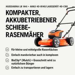 Husqvarna LB 144i accu-mulchmaaier inclusief accu en oplader, 44 cm BioClip, lichtgewicht en geschikt voor kleine en middelgrote tuinen — thumbnail 5