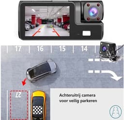 Dashcam met 3 Camera's – Full HD 1080P – Voor- en Achter camera – Nachtzicht – 128 GB Ondersteuning – Dashcam met Scherm voor auto - met app — thumbnail 3