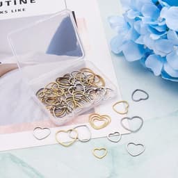 Set van 60 roestvrijstalen holle hartvormige bedelhangers in goud en zilver, met oorbelringen in 3 maten voor het maken van DIY sieraden — thumbnail 5