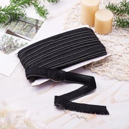 25m franje trimmen 25mm - Polyester kwastje lint zwart voor DIY latin jurk - Naaien accessoires — thumbnail 3